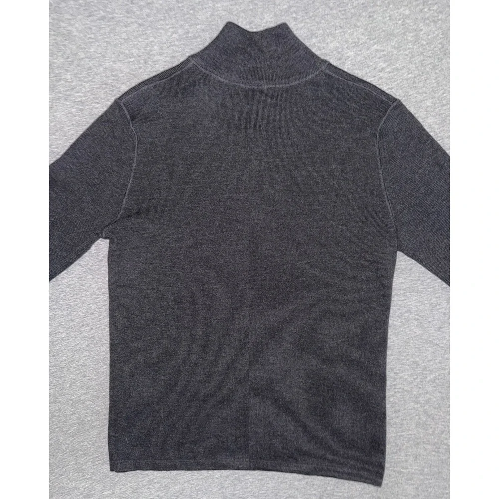 Banana Republic Mens Gray Merino Wool Henley Sweater Elbow Patch Size Small